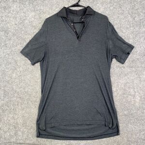Lululemon Men's Shirt Polo Gray Stretch Performance Activewear Golf Flaw